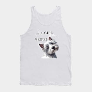 Just a Girl Who Loves Westies Cute Westie Watercolor art Tank Top